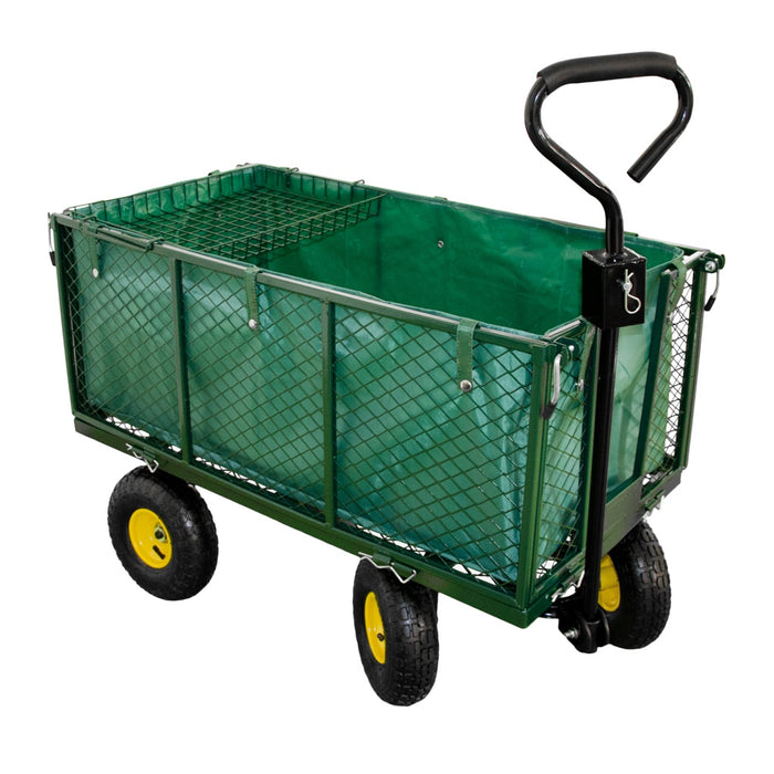 TP Transportwagen für den Garten, Lasten Handwagen mit Gitter, Plane und Luftbereifung, bis 550 kg
