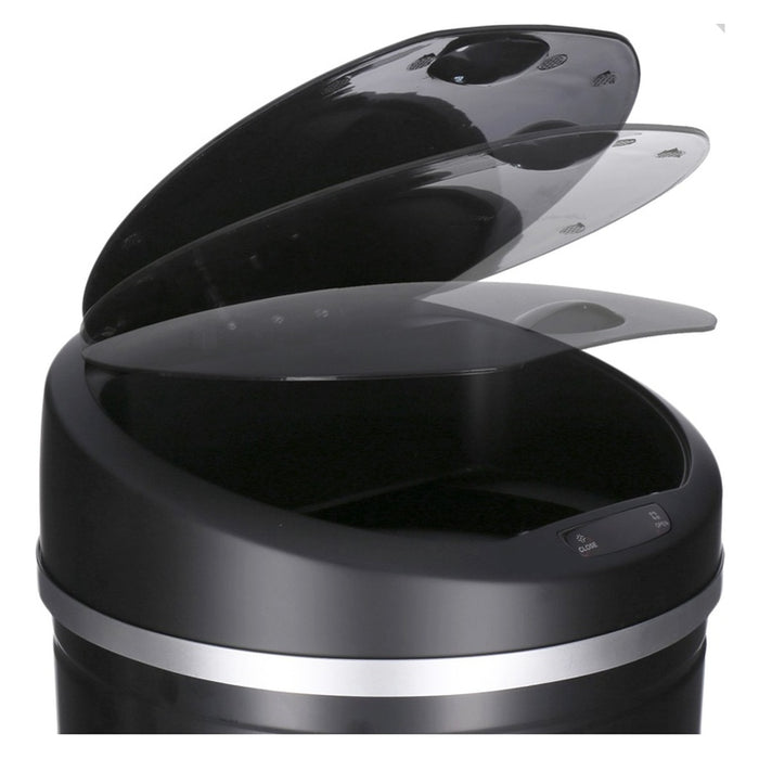TP Sensor Mülleimer aus Edelstahl, Abfallbehälter für Küche, automatischer Deckel, rund, in schwarz 30 Liter