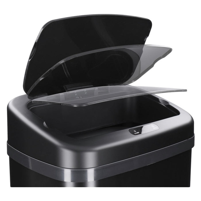 TP Sensor Mülleimer aus Edelstahl, Abfallbehälter für Küche, automatischer Deckel, eckig, in schwarz 30 Liter