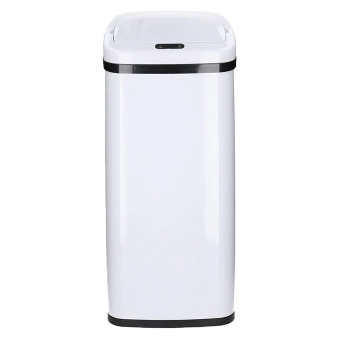 TP Sensor Mülleimer aus Edelstahl, Abfallbehälter für Küche, automatischer Deckel, eckig, in weiß 40 Liter
