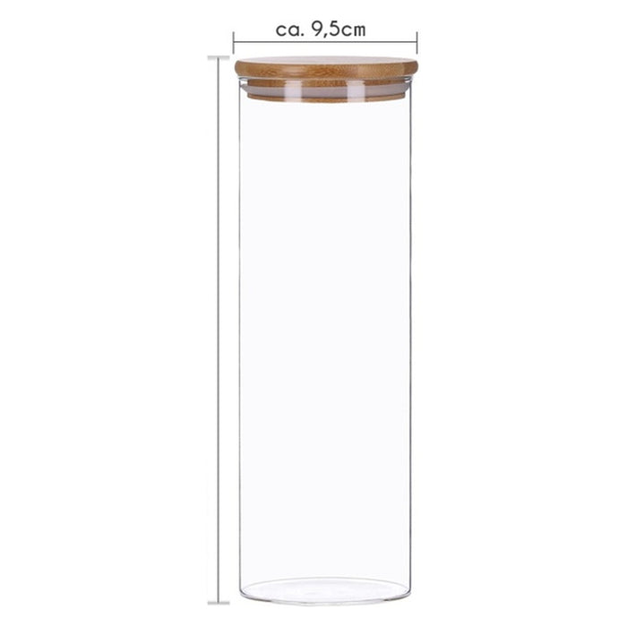 TP 4er Set Vorratsglas mit Bambusdeckel, luftdicht stapelbar inkl. 8 Kreidetafelsticker und Stift